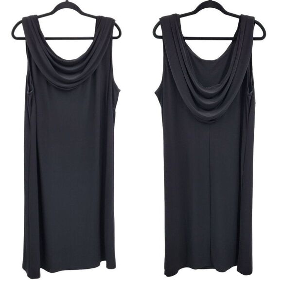 90s Lane Bryant Cocktail Dress 22/24 3X Black Slinky Cowl Neck Plunging Back USA - Picture 1 of 11